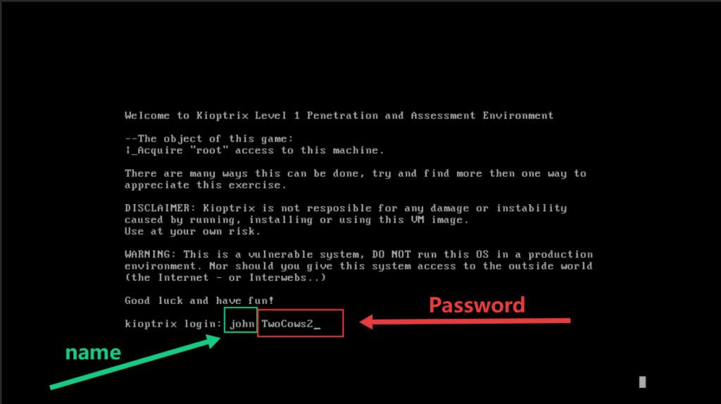 Upon successful authentication, you will gain access to the low-privileged user shell prompt (john@kioptrix).
