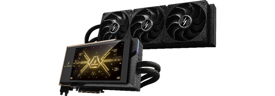 MSI SUPRIM Liquid RTX premium graphics card with gold screen