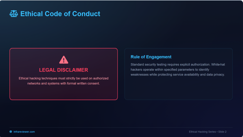 ethical hacking code of conduct and legal compliance note