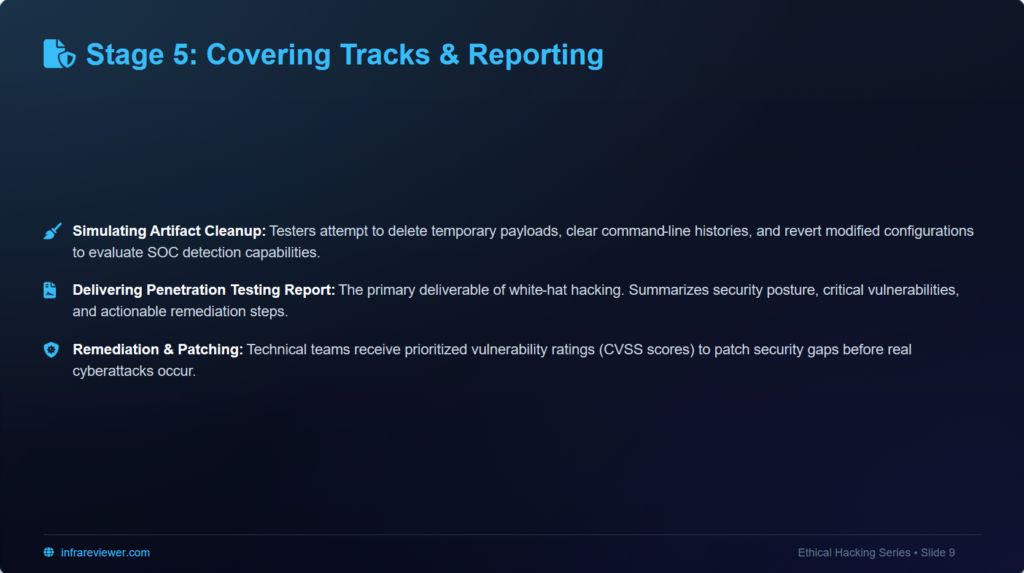 covering tracks cleanup and penetration testing report delivery