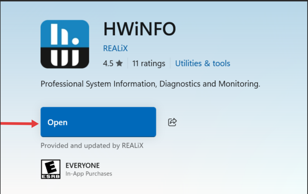 Opening HWiNFO diagnostic tool after installation - infrareviewer.com